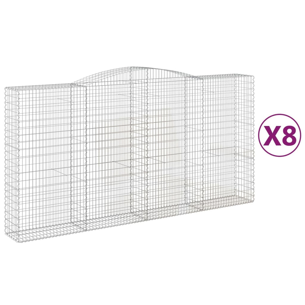 vidaXL Gabions avec arc surélevé 8 pcs 400x50x200/220cm Fer galvanisé