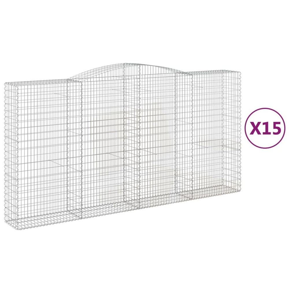 vidaXL Gabions avec arche 15 pcs 400x50x200/220 cm Fer galvanisé