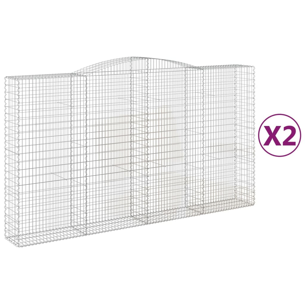vidaXL Gabions avec arc surélevé 2 pcs 400x50x220/240cm Fer galvanisé
