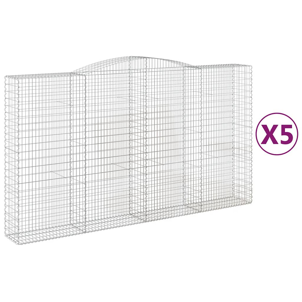 vidaXL Gabions avec arche 5 pcs 400x50x220/240cm Fer galvanisé