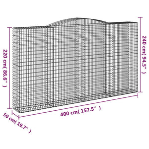 Gabionen mit Hochbogen 5 Stk. 400x50x220/240cm Verzinktes Eisen