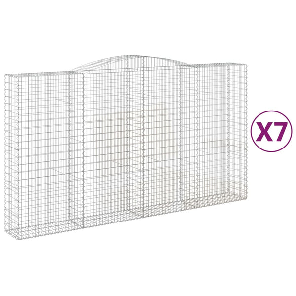 Gabionen mit Hochbogen 7 Stk. 400x50x220/240cm Verzinktes Eisen