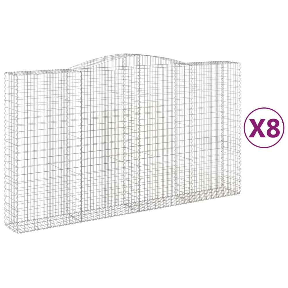 vidaXL Gabions à arche surélevée 8 pcs 400x50x220/240cm Fer galvanisé