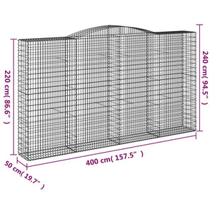 Gabionen mit Hochbogen 8 Stk. 400x50x220/240cm Verzinktes Eisen