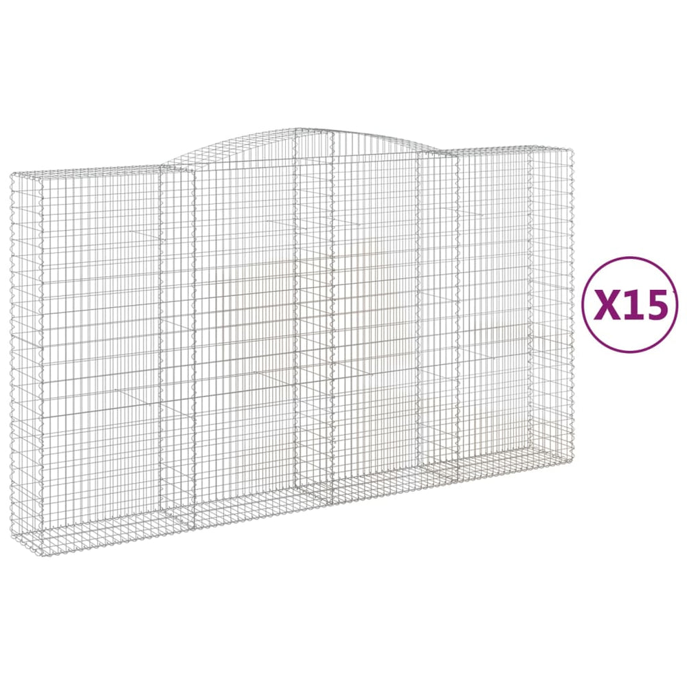 vidaXL Gabions avec arche 15 pcs 400x50x220/240 cm Fer galvanisé