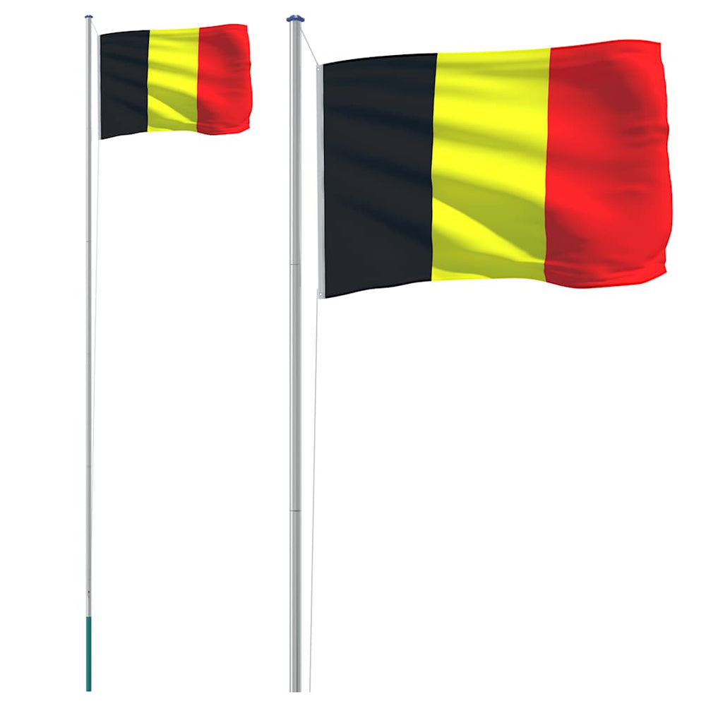 vidaXL Drapeau belge avec mât 6,08 m aluminium