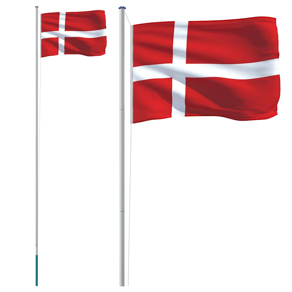 vidaXL Drapeau du Danemark avec mât 6,08 m aluminium