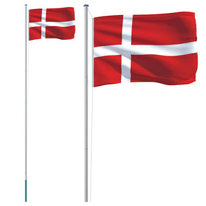 Flagge Dänemarks mit Mast 6,08 m Aluminium