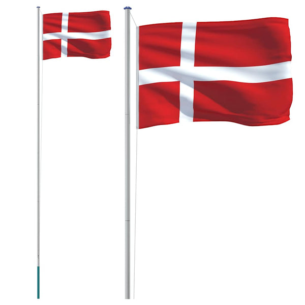 Flagge Dänemarks mit Mast 6,08 m Aluminium
