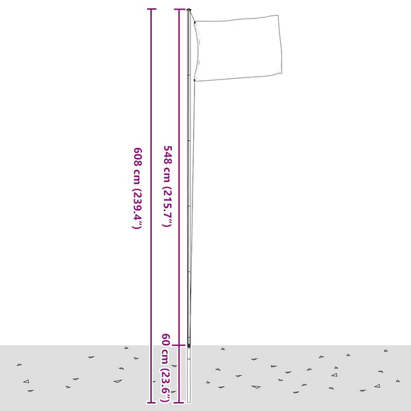 Flagge Irlands mit Mast 6,08 m Aluminium