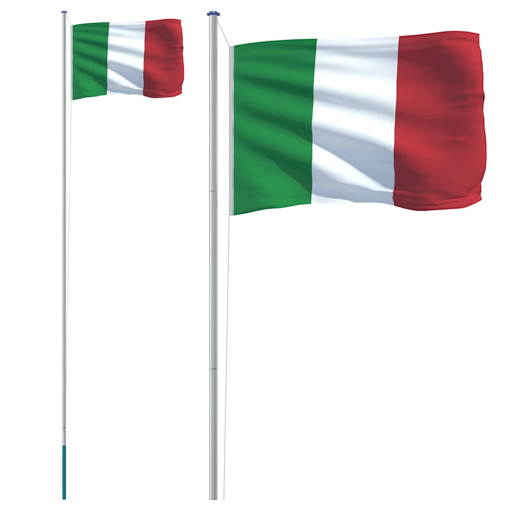 vidaXL Drapeau italien avec mât 6,08 m Aluminium