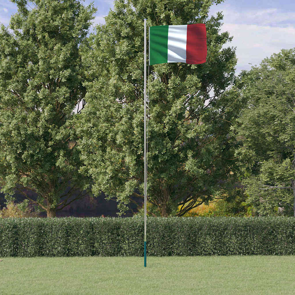 vidaXL Drapeau italien avec mât 6,08 m Aluminium