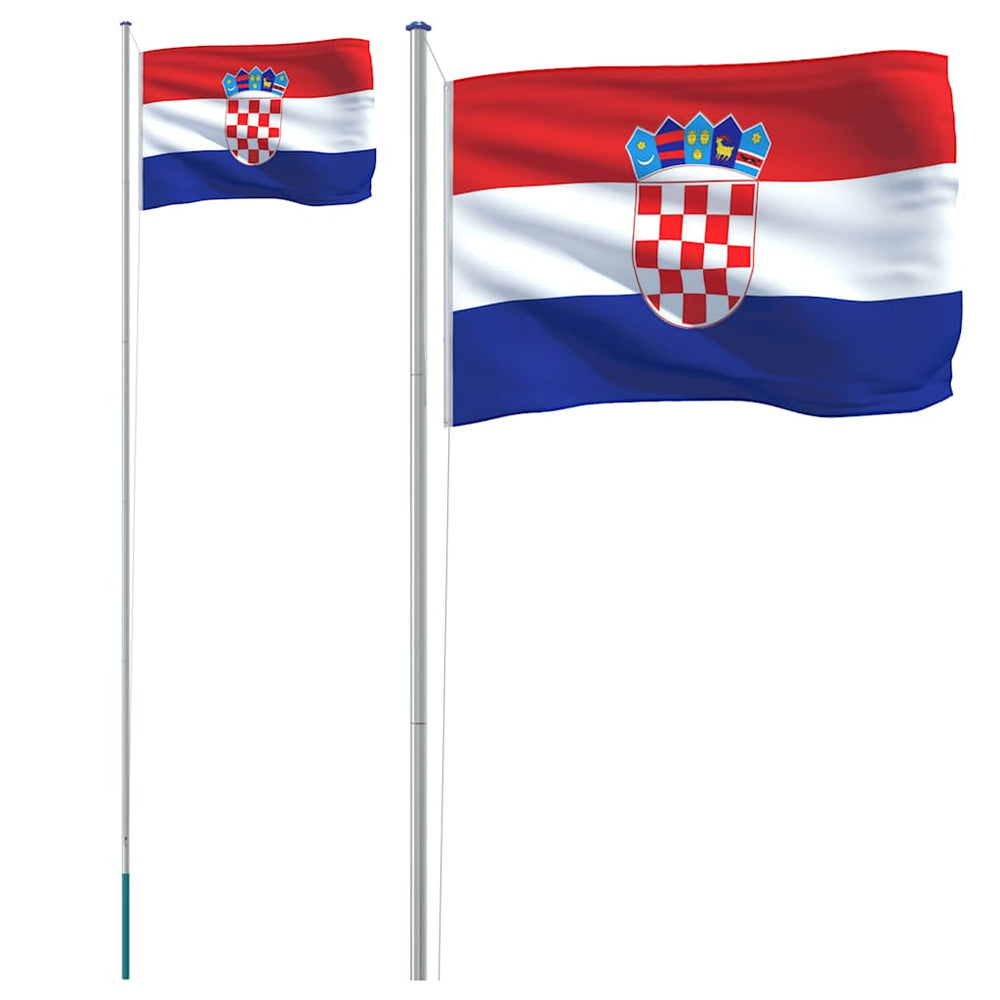 vidaXL Drapeau de la Croatie avec mât 6,08 m Aluminium