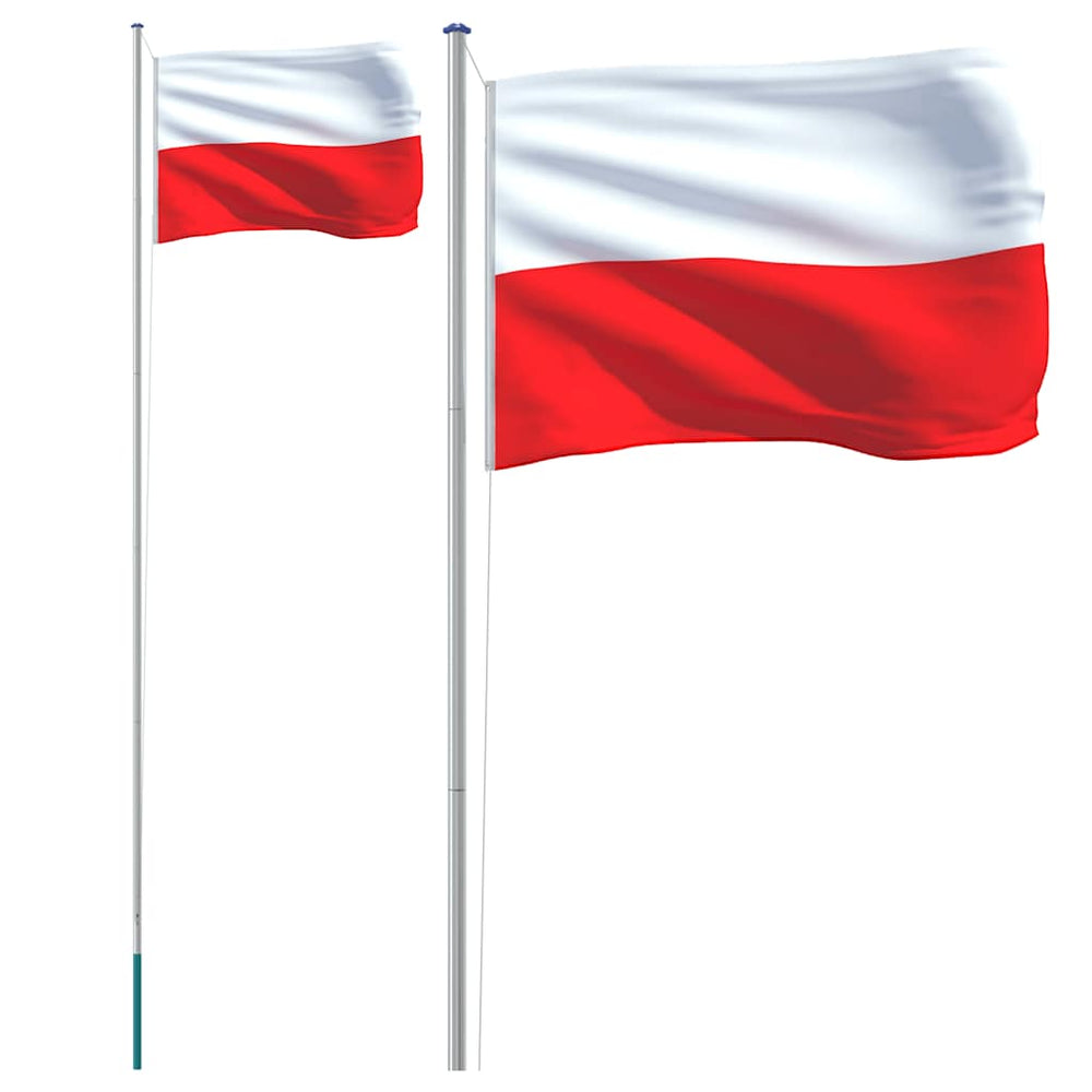 vidaXL Drapeau de la Pologne avec mât 6,08 m aluminium