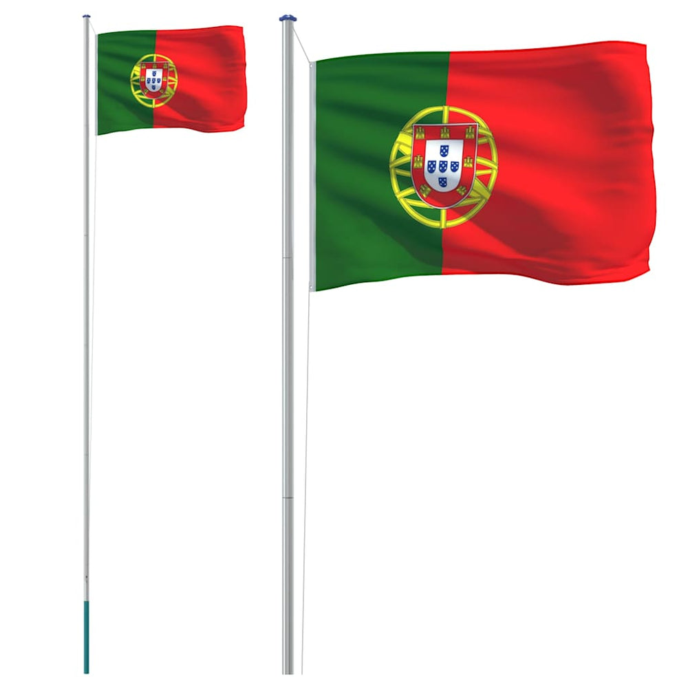 vidaXL Drapeau du Portugal avec mât 6,08 m Aluminium