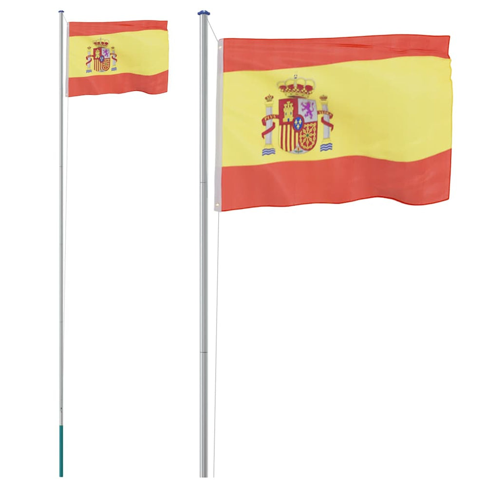 vidaXL Drapeau d'Espagne avec mât 6,08 m aluminium