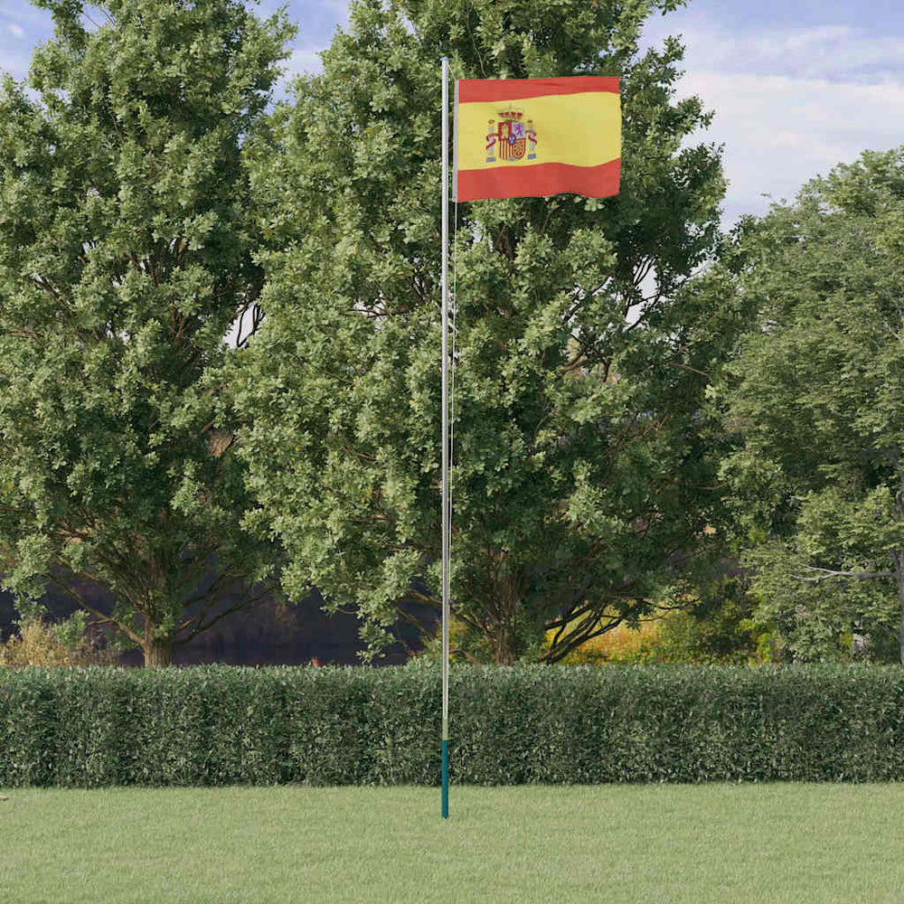 vidaXL Drapeau d'Espagne avec mât 6,08 m aluminium