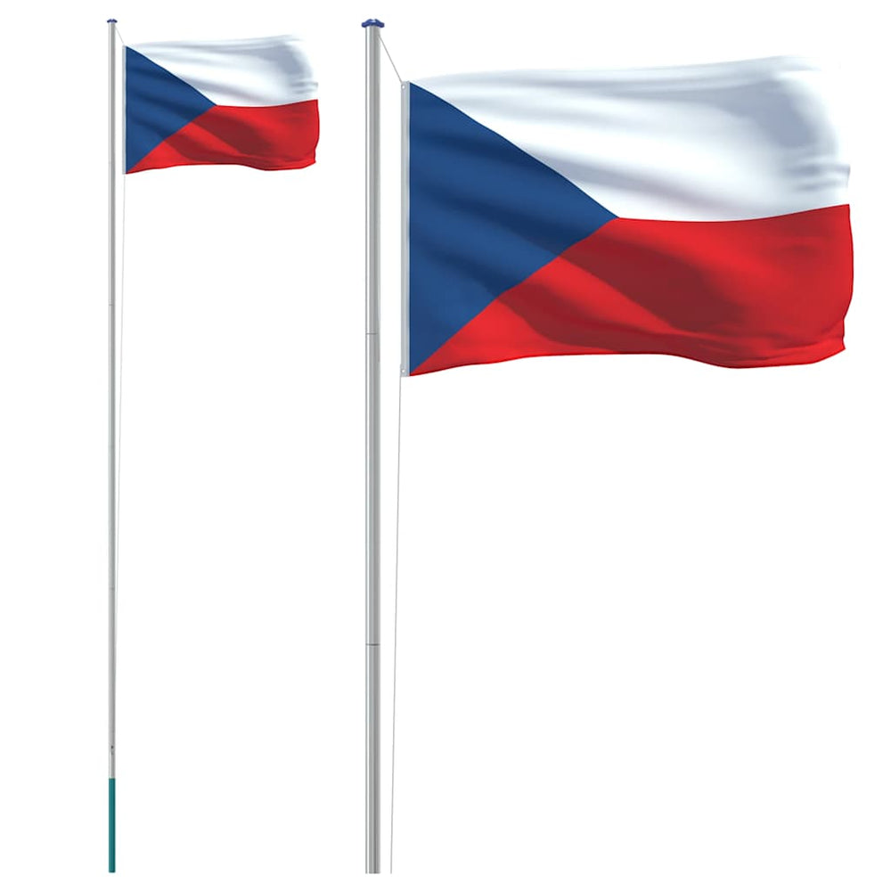 vidaXL Drapeau tchèque avec mât 6,08 m aluminium