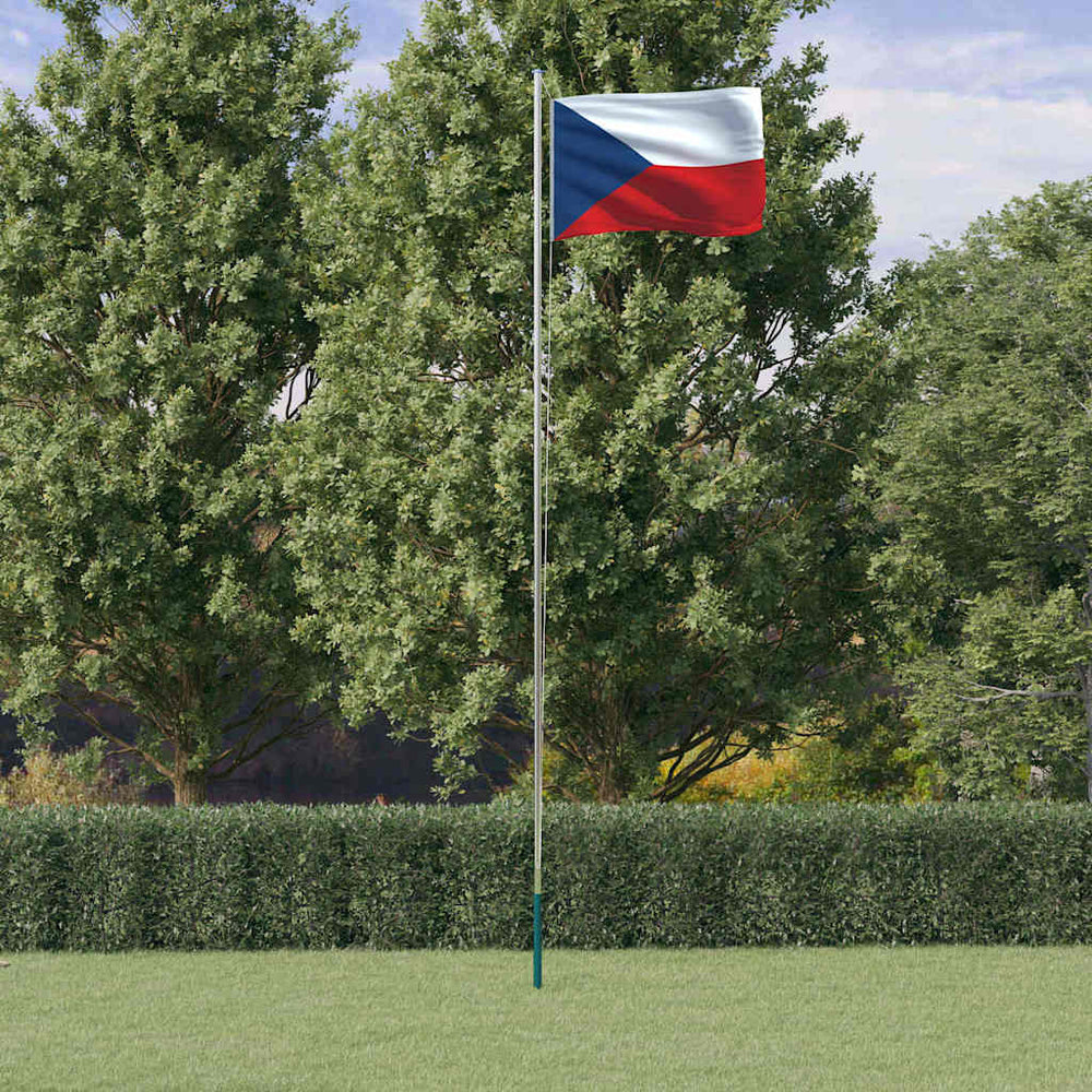vidaXL Drapeau tchèque avec mât 6,08 m aluminium