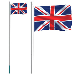 Flagge Großbritanniens mit Mast 6,08 m Aluminium