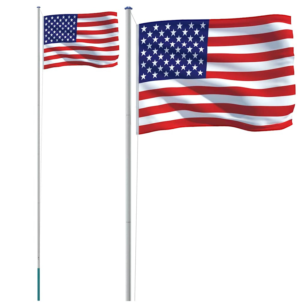 vidaXL Drapeau des États-Unis avec mât 6,08 m aluminium