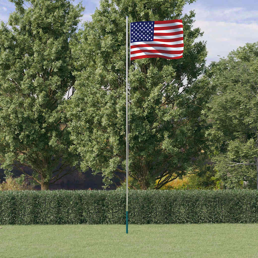 vidaXL Drapeau des États-Unis avec mât 6,08 m aluminium