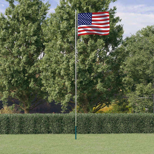 vidaXL Drapeau des États-Unis avec mât 6,08 m aluminium