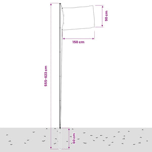 Flagge Schwedens mit Mast 6,08 m Aluminium