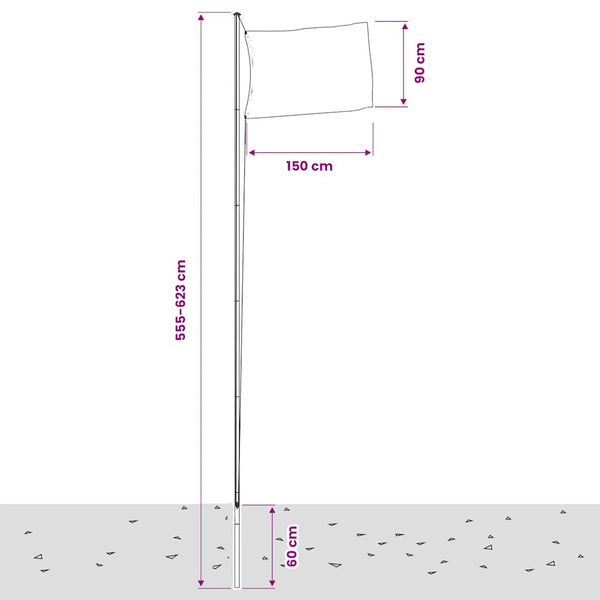 Flagge Schwedens mit Mast 6,08 m Aluminium