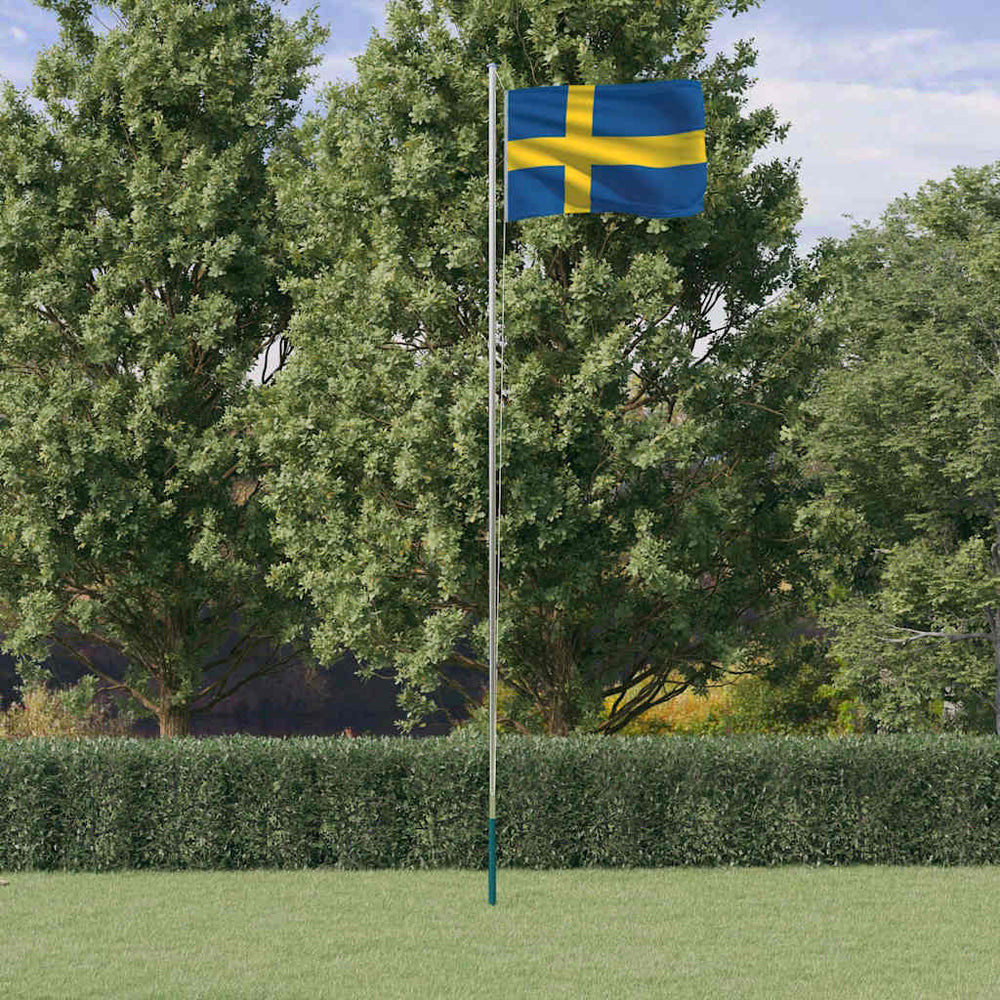 vidaXL Drapeau de la Suède avec mât 6,08 m Aluminium