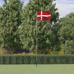 Flagge Dänemarks mit Mast 5,5 m Aluminium