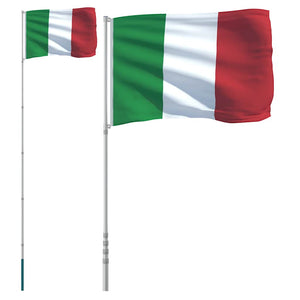 Flagge Italiens mit Mast 5,5 m Aluminium