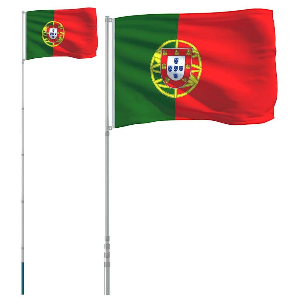vidaXL Drapeau du Portugal avec mât 5,5 m aluminium