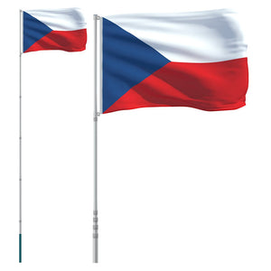 Tschechische Flagge mit Mast 5,5 m Aluminium