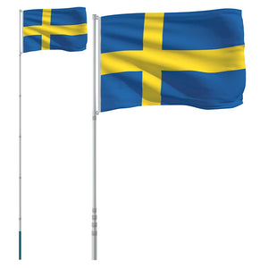 Flagge Schwedens mit Mast 5,5 m Aluminium