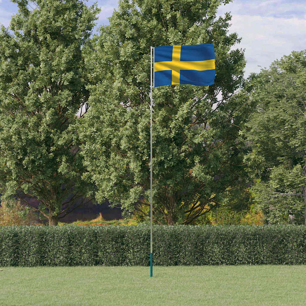 vidaXL Drapeau de la Suède avec mât 5,5 m aluminium