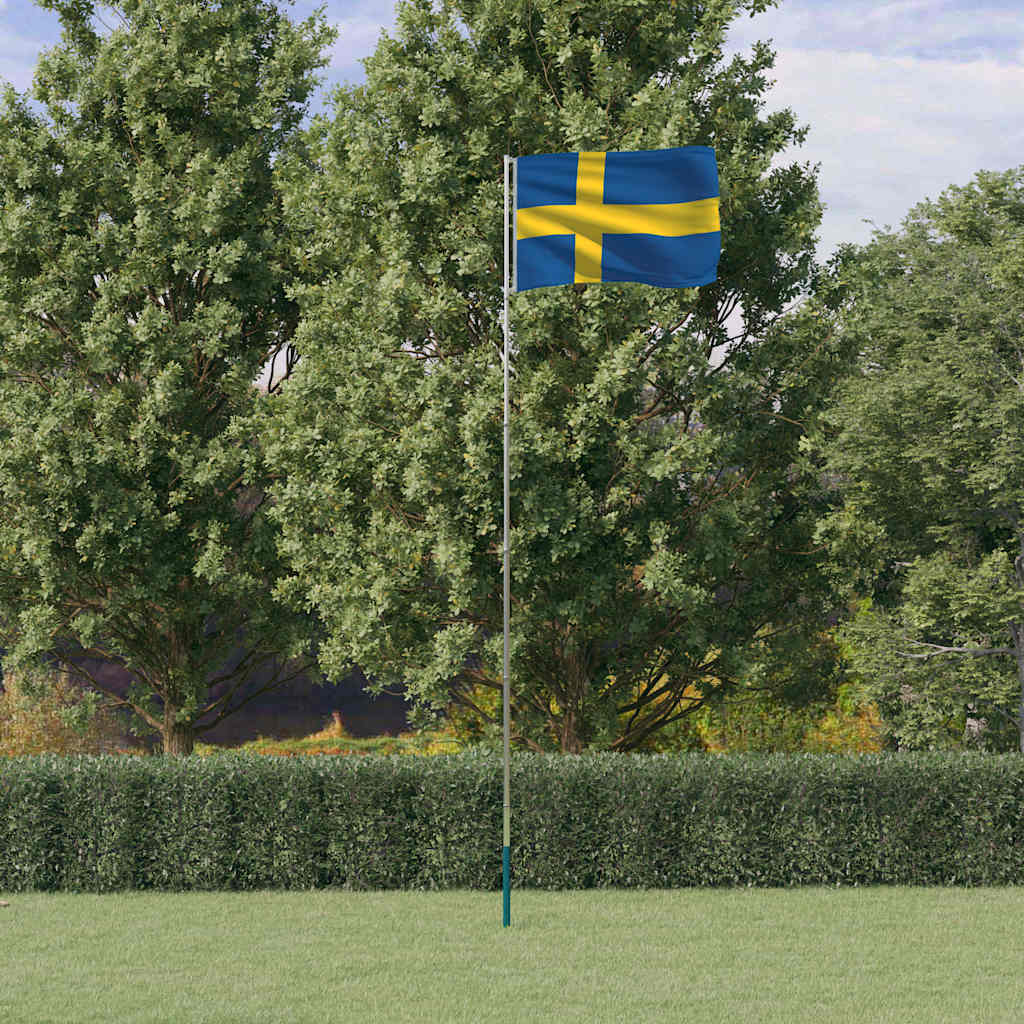 Flagge Schwedens mit Mast 5,5 m Aluminium