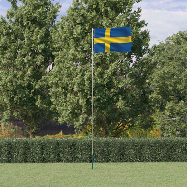 Flagge Schwedens mit Mast 5,5 m Aluminium