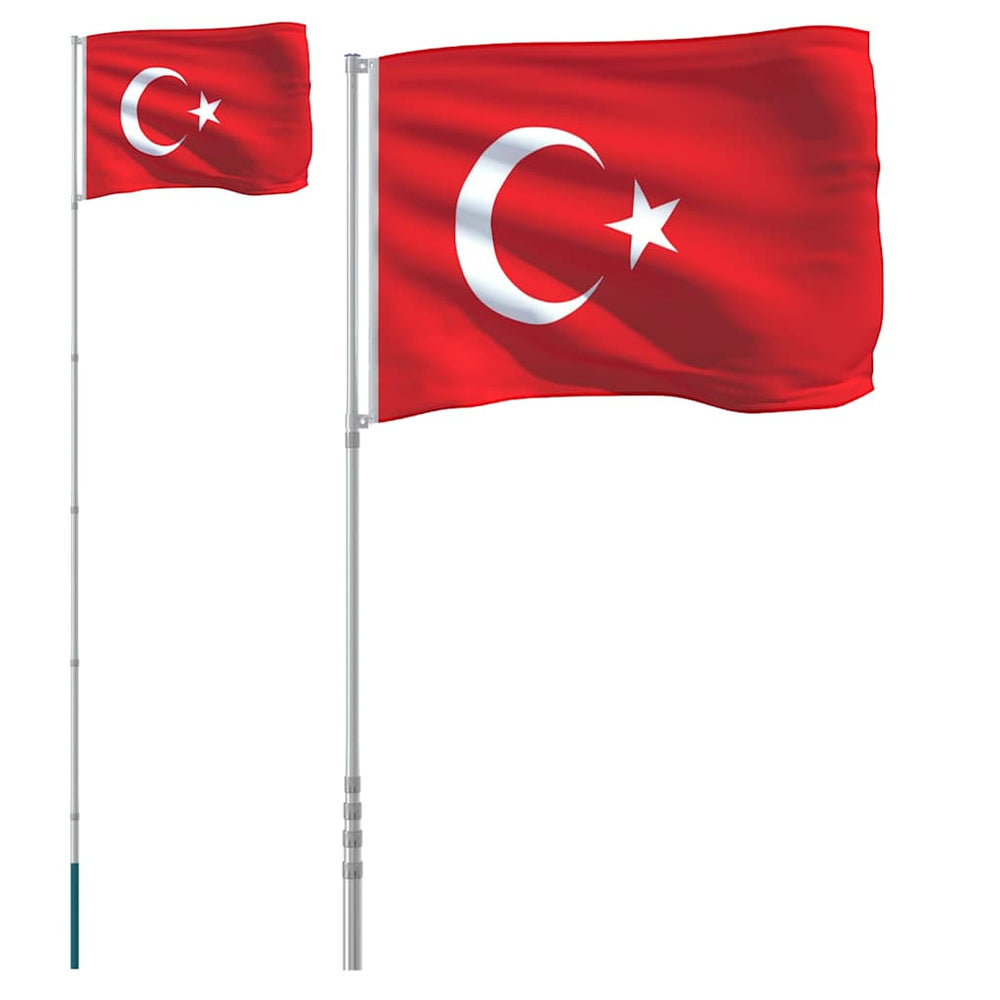 vidaXL Drapeau de la Turquie avec mât 5,5 m aluminium