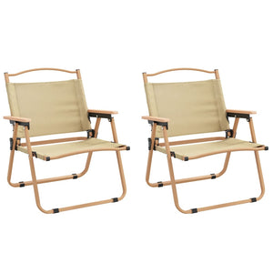 2er Set Campingstühle Beige Oxford-Gewebe