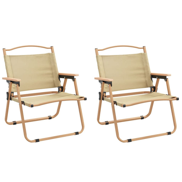 2er Set Campingstühle Beige Oxford-Gewebe