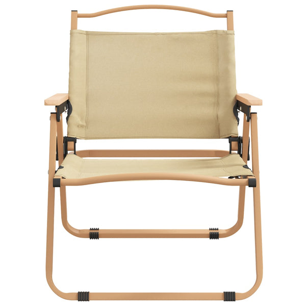 2er Set Campingstühle Beige Oxford-Gewebe