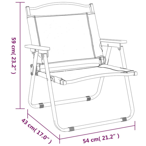 2er Set Campingstühle Beige Oxford-Gewebe
