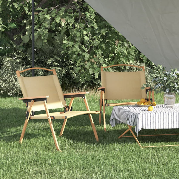 2er Set Campingstühle Beige Oxford-Gewebe