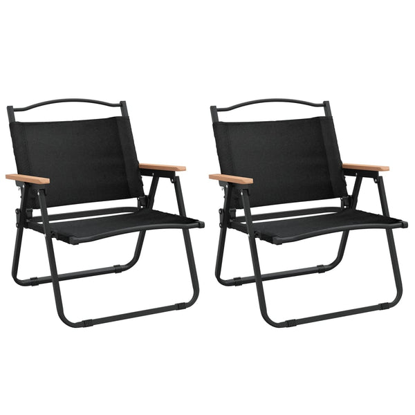 Campingstühle 2er Set Schwarz Oxford-Gewebe