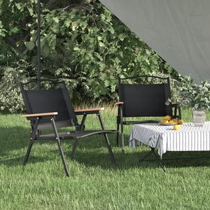 Campingstühle 2er Set Schwarz Oxford-Gewebe