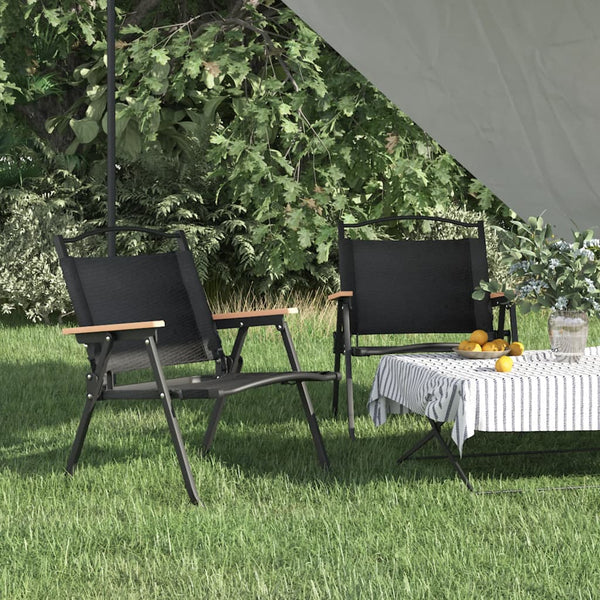 Campingstühle 2er Set Schwarz Oxford-Gewebe