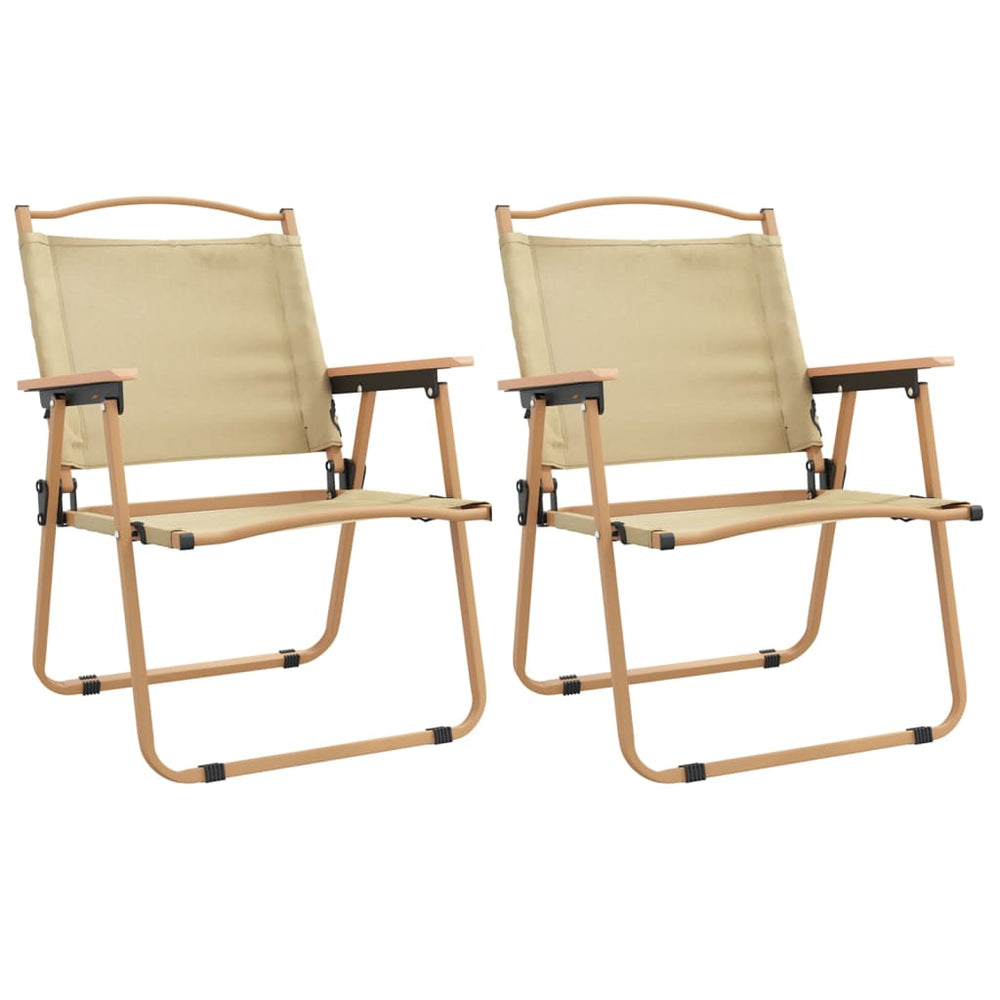 2er Set Campingstühle Beige Oxford-Gewebe