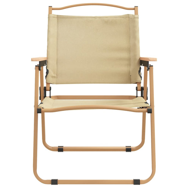 2er Set Campingstühle Beige Oxford-Gewebe
