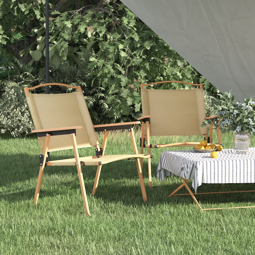 2er Set Campingstühle Beige Oxford-Gewebe